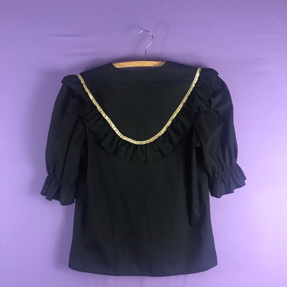Malco Modes Black w/ Gold Detail Sailor Blouse - Picture 4 of 8